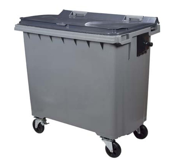 CONTENEUR POUBELLE PLASTIQUE 4 ROUES GRIS 770 L