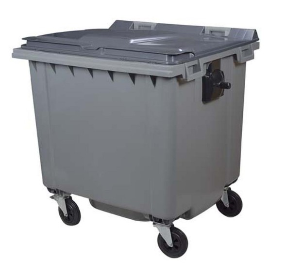 CONTENEUR POUBELLE PLASTIQUE 4 ROUES GRIS 1000 LITRES