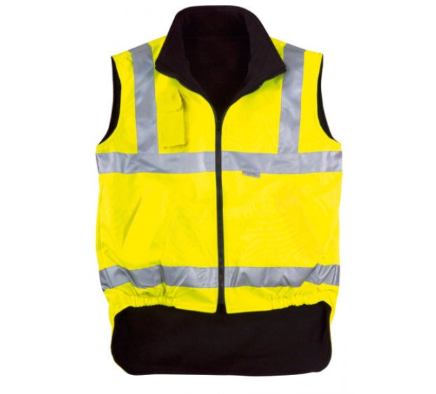 GILET DOUBLE POLAIRE HAUTE VISIBILITÉ HI-WAY JAUNE FLUO/NOIR