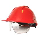 CASQUE DE CHANTIER KARA AVEC LUNETTES ROUGE