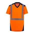 TEE-SHIRT HAUTE VISIBILITÉ MANCHES COURTES JAKARTA ORANGE FLUO/MARINE