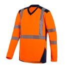 TEE-SHIRT HAUTE VISIBILITÉ MANCHES LONGUES ORANGE BALI FLUO/MARINE T. 4XL
