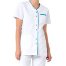 BLOUSE DE TRAVAIL FEMME ELLA BLANC/TURQUOISE