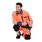 PANTALON RÉFLÉCHISSANT HOMME/FEMME RENFORTS GENOUX ROADY EJ 75 CM ORANGE FLUO/GRIS CONVOY