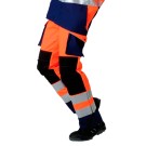 PANTALON RÉFLÉCHISSANT HOMME/FEMME RENFORTS GENOUX ROADY EJ 75 CM ORANGE FLUO/MARINE 