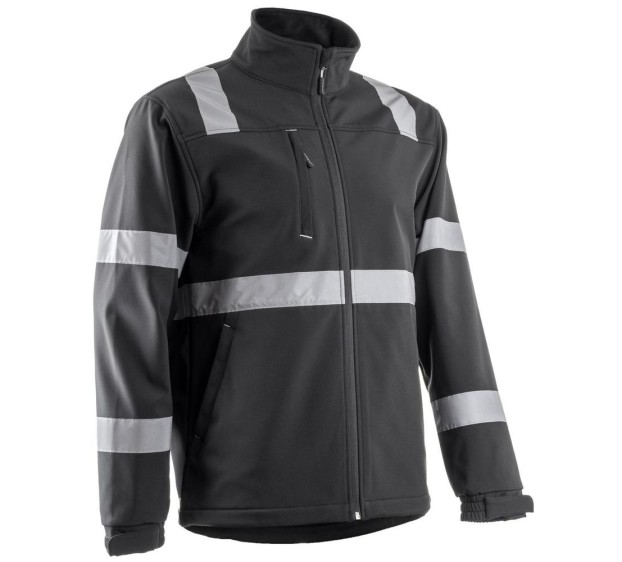 VESTE SOFTSHELL AGENT DE SECURITE INCENDIE VIGILE NOIR