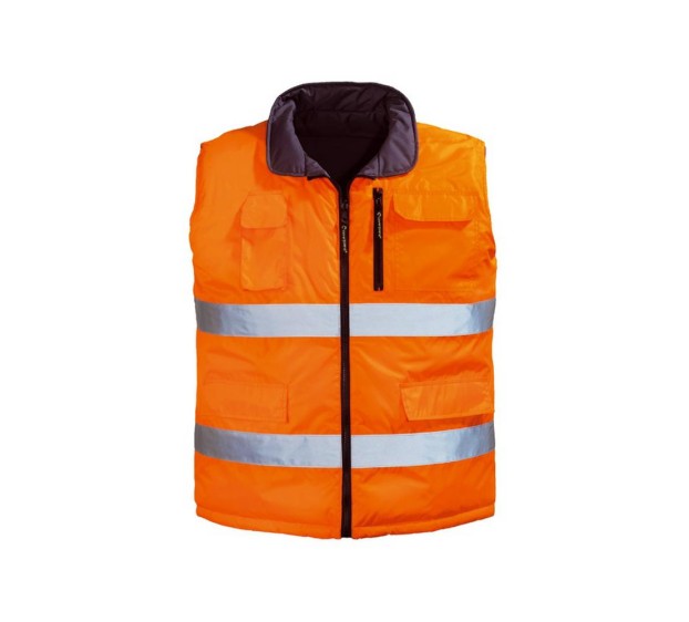 GILET CHAUD HAUTE VISIBILITÉ HI-WAY ORANGE FLUO/GRIS