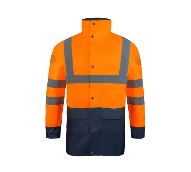 VESTE DE PLUIE RÉFLÉCHISSANTE MADUO ORANGE FLUO/MARINE