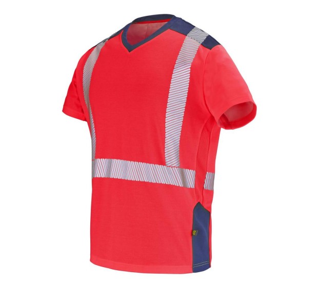 T-SHIRT HAUTE VISIBILITÉ MANCHES COURTES FLUO SAFE XP ROUGE FLUO/MARINE