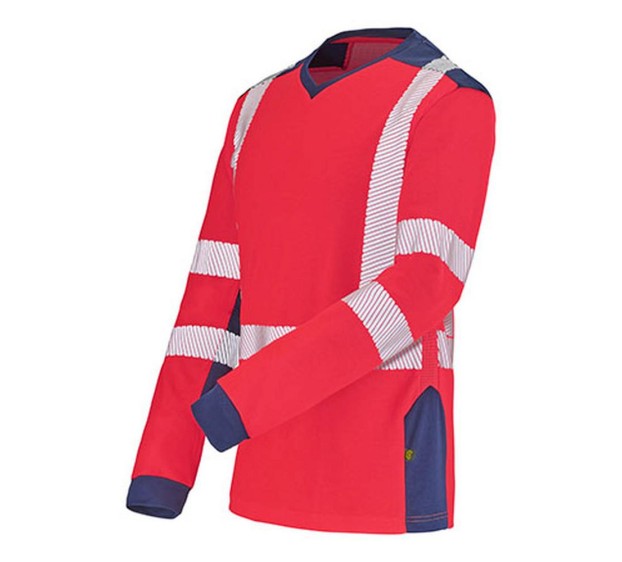 T-SHIRT HAUTE VISIBILITÉ MANCHES LONGUES FLUO SAFE XP ROUGE FLUO/MARINE T. 4XL