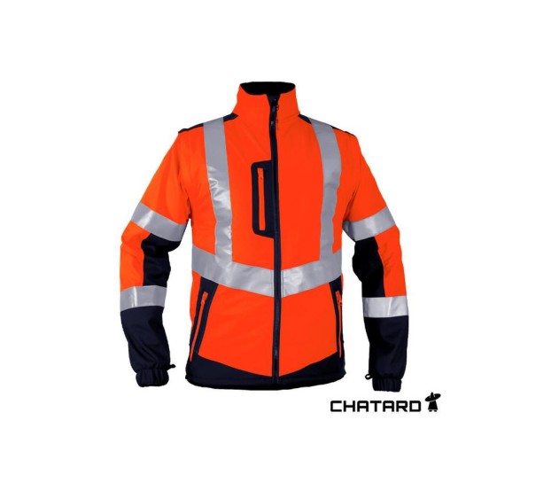 BLOUSON HAUTE VISIBILITÉ SOFTSHELL FJORD 3 ORANGE FLUO/MARINE