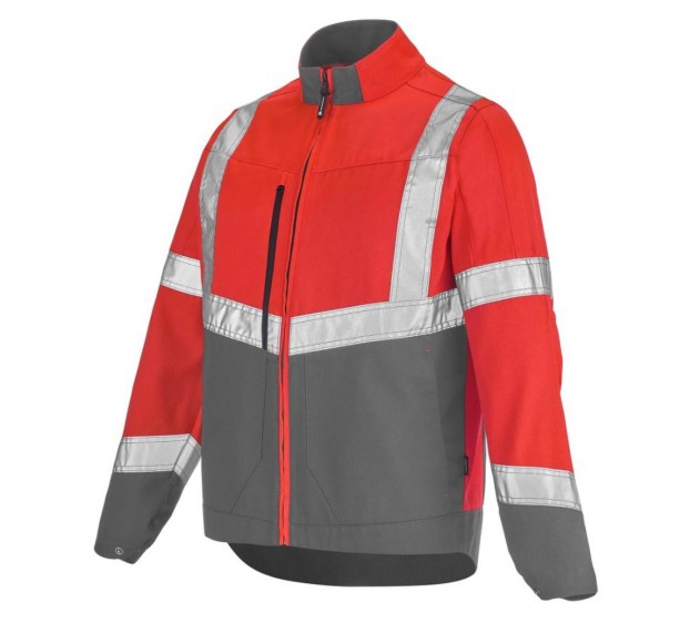 JAS 3HVI   Fluo rood/Staalgrij 