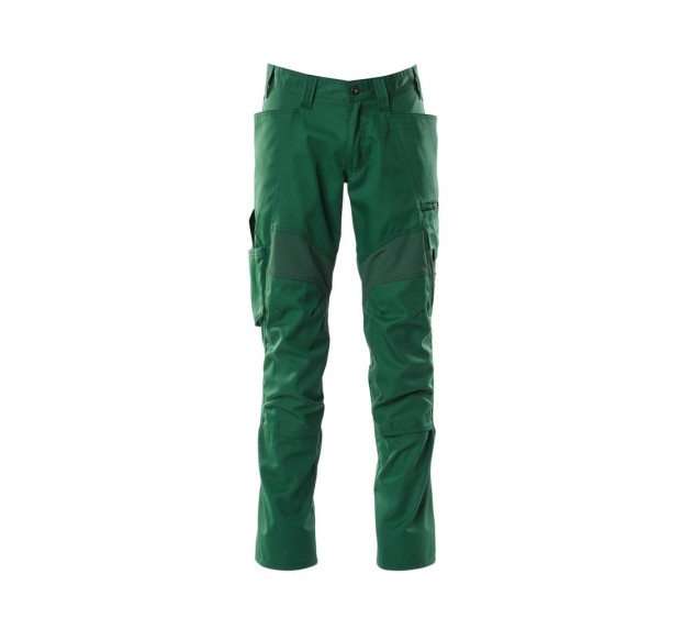 PANTALON DE TRAVAIL HOMME/FEMME ACCELERATE POCHES GENOUX VERT BOUTEILLE T.60/C66