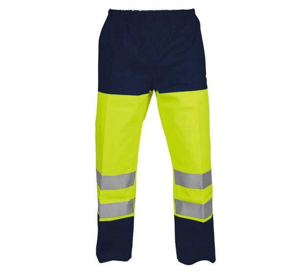 PANTALON DE PLUIE RÉFLÉCHISSANT MICHEL JAUNE FLUO/MARINE AVEC BRETELLES