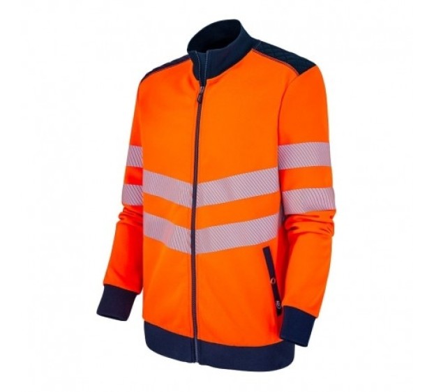 SWEAT RÉFLÉCHISSANT LUKLIGHT COL MONTANT ORANGE FLUO/MARINE