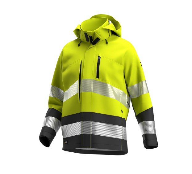 VESTE RÉFLÉCHISSANTE HOMME/FEMME SOFTSHELL SCUTI JAUNE FLUO/DARK GREY