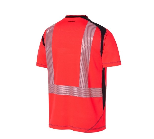 T-SHIRT HAUTE VISIBILITÉ MC LUK LIGHT ROUGE FLUO/MARINE