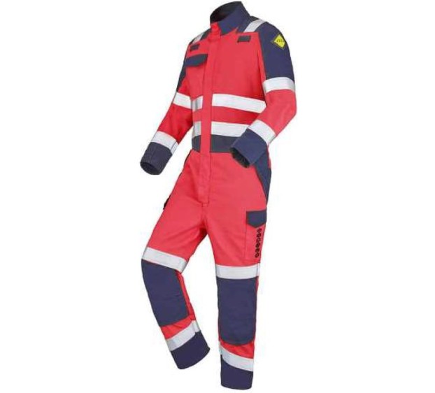 COMBINAISON GALAN HAUTE VISIBILITE ROUGE/MARINE 