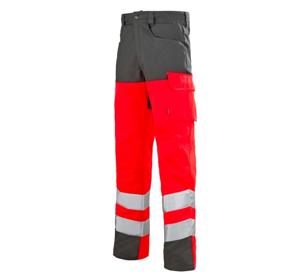BROEK 1HVI    Fluo rood/Staalg 