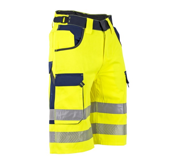 BERMUDA HAUTE VISIBILITÉ BOUGIE JAUNE FLUO/BLEU FONCÉ