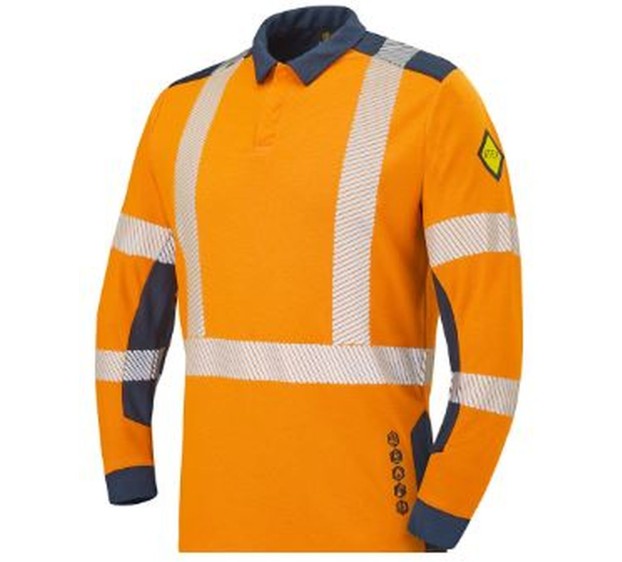 POLO HAUTE VISIBILITÉ LAPILLI ORANGE FLUO/MARINE