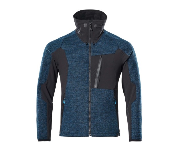 VESTE TRICOT ZIPPE ADVANCED BLEU PETROLE FONCE/NOIR  