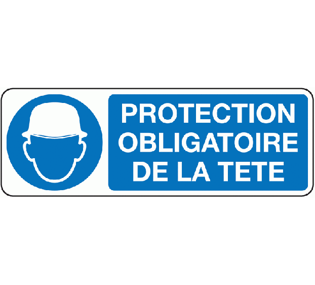 PANNEAU SIGNALÉTIQUE PVC RECTANGLE 330 X 220 MM PROTECTION OBLIGATOIRE DE LA TÊTE