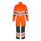 COMBINAISON REFLECHISSANTE 1 ZIP SAFETY LIGHT ORANGE FLUO/VERT