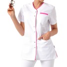 BLOUSE DE TRAVAIL FEMME ELLA BLANC/PINK