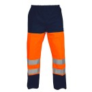 PANTALON DE PLUIE RÉFLÉCHISSANT MICHEL ORANGE FLUO/MARINE AVEC BRETELLES